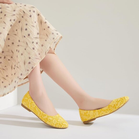 Women’s Lace Mesh Flat Shoes Memory Foam Round Toe Low Heel Foldable Comfortable - Picture 9 of 9